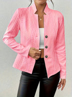 Miss | Blazer Dames Getailleerd Kabelpatroon Brede Kraag