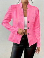 Miss | Blazer Dames Getailleerd Kabelpatroon Brede Kraag