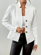 Miss | Blazer Dames Getailleerd Kabelpatroon Brede Kraag