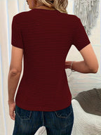 Miss | Blouse Dames Wafelstof Ronde Hals Korte Mouw