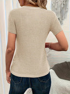 Miss | Blouse Dames Wafelstof Ronde Hals Korte Mouw