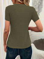 Miss | Blouse Dames Wafelstof Ronde Hals Korte Mouw