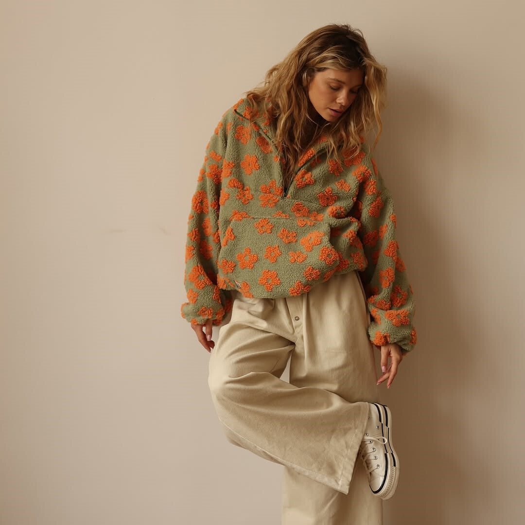 Miss | Jas Dames Oversized Bloemenprint Halve Rits Heuplang