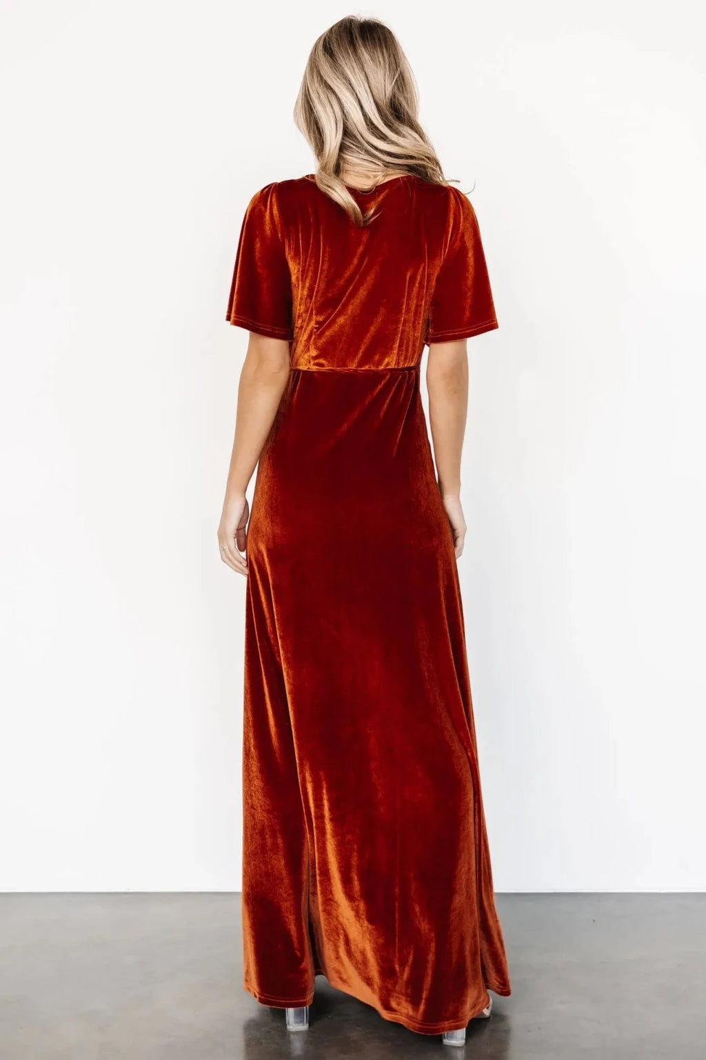 Fluwelen Maxi Jurk Dames | Wrap V-hals Hoge Split - Miss Madera MIS-WKNPT6