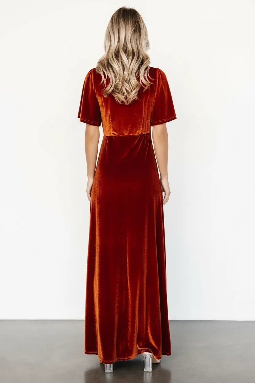 Fluwelen Maxi Jurk Dames | Wrap V-hals Hoge Split - Miss Madera MIS-WKNPT6
