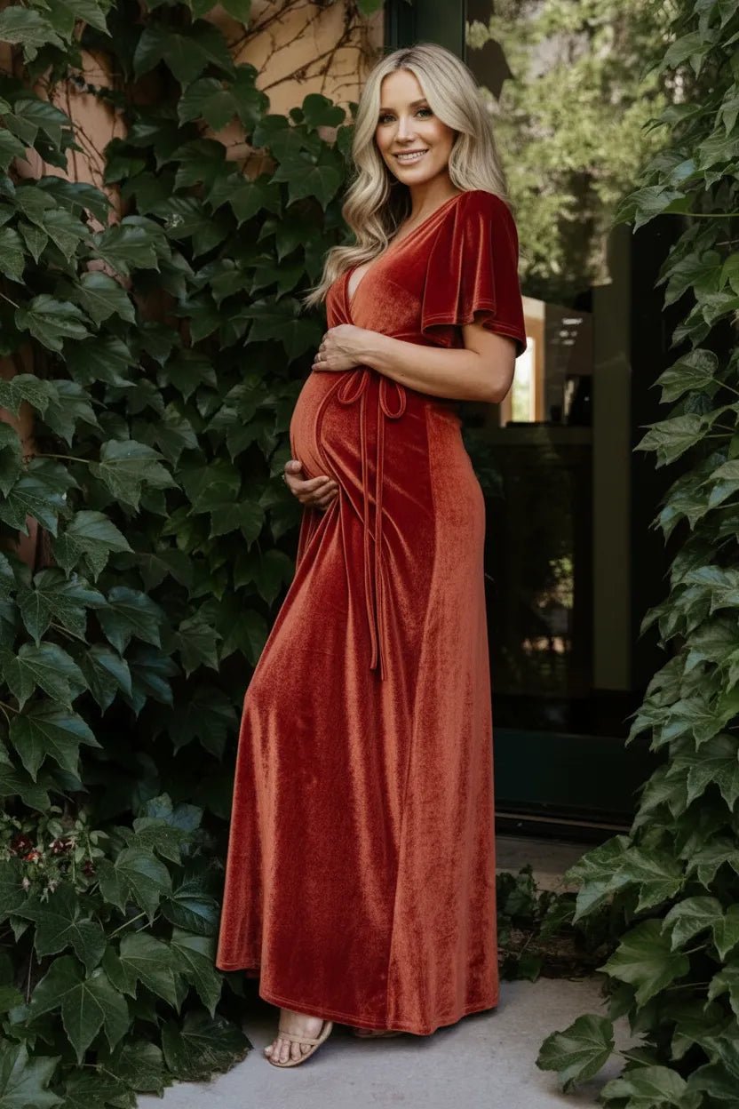 Fluwelen Maxi Jurk Dames | Wrap V-hals Hoge Split - Miss Madera MIS-WKNPT6