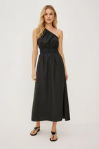 Gebreide Jurk Dames | Asymmetrisch Schouder Elastische Taille - Miss Madera MIS-YTOLU0