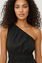 Gebreide Jurk Dames | Asymmetrisch Schouder Elastische Taille - Miss Madera MIS-YTOLU0