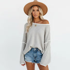 Gebreide Off-Shoulder Trui Dames | Relaxed Fijngebreid - Miss Madera MIS-2J0TXS