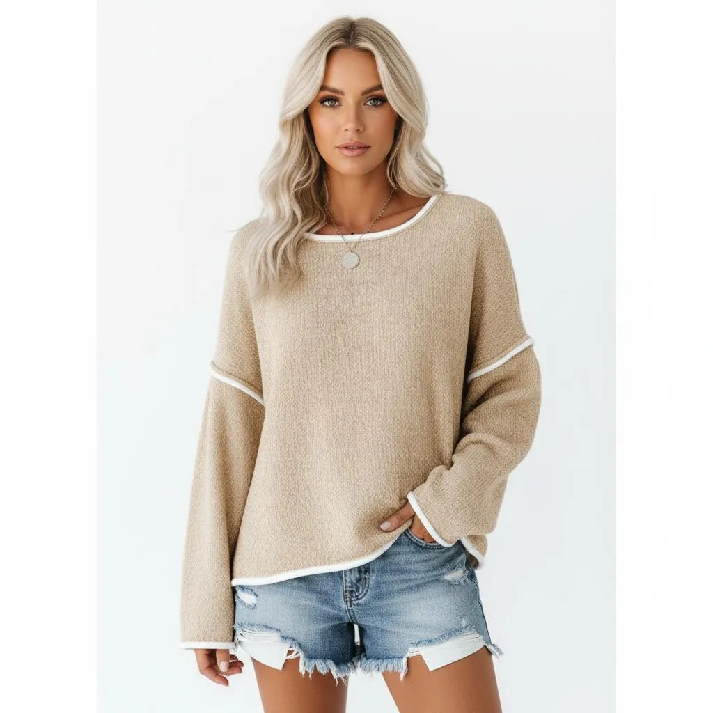 Gebreide Off-Shoulder Trui Dames | Relaxed Fijngebreid - Miss Madera MIS-HPGFC3