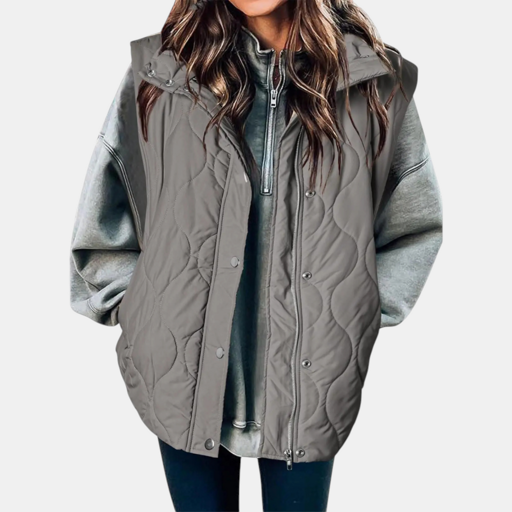 Bodywarmer Dames Afneembare Capuchon Dubbele Rits Golfquilting