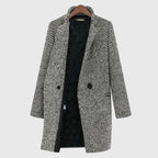 Jas Dames Longline Houndstooth Knoopsluiting