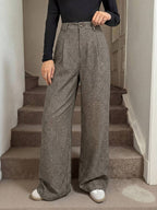 Miss | Broek Dames Hoge Taille Wijde Pijp Dubbele Plooi