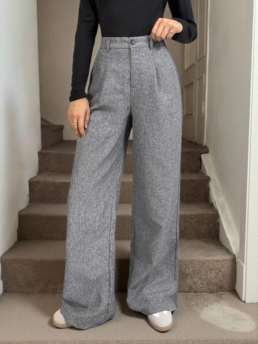 Miss | Broek Dames Hoge Taille Wijde Pijp Dubbele Plooi