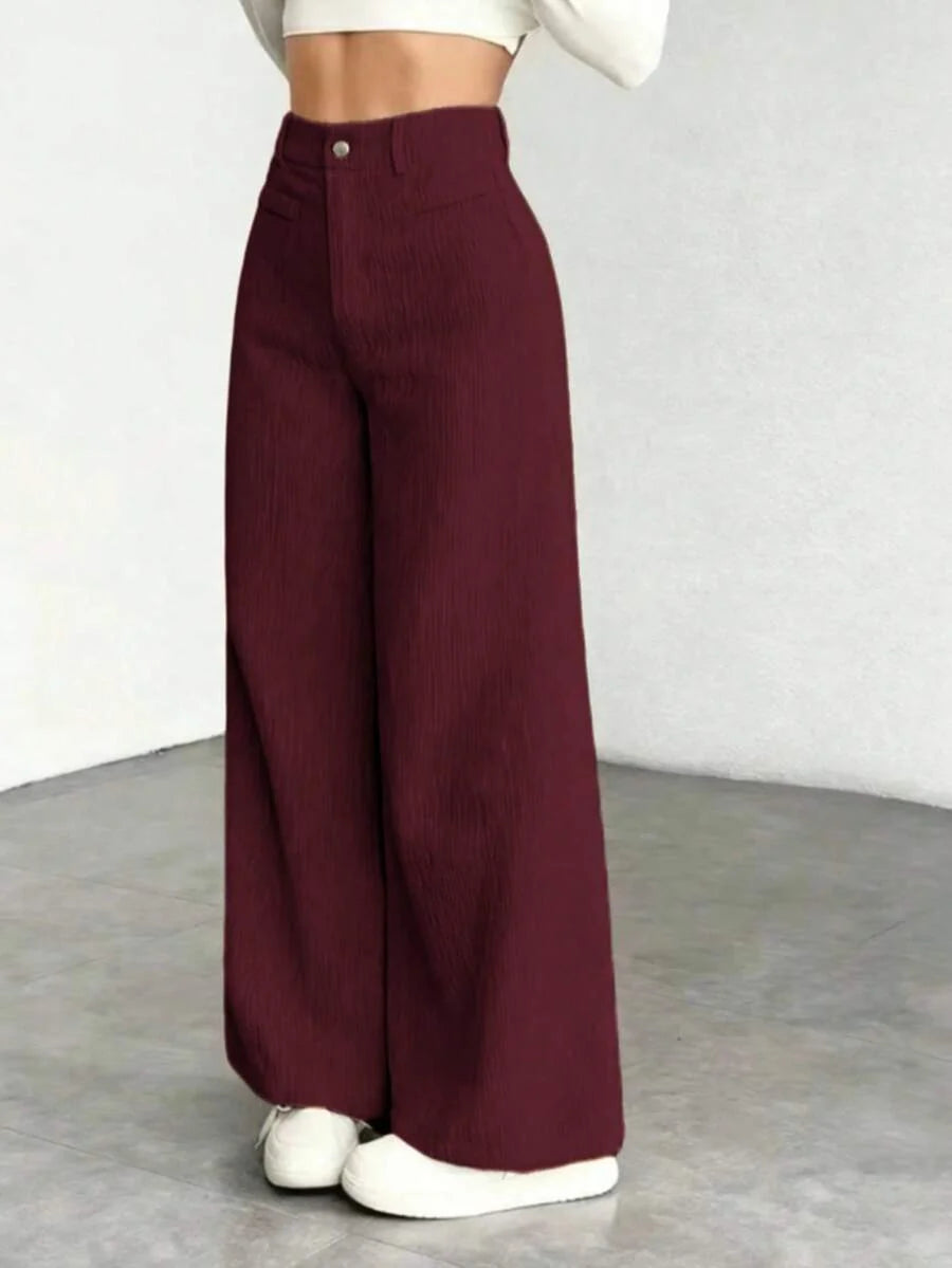 Miss | Broek Dames Hoge Taille Wijde Pijp - Corduroy