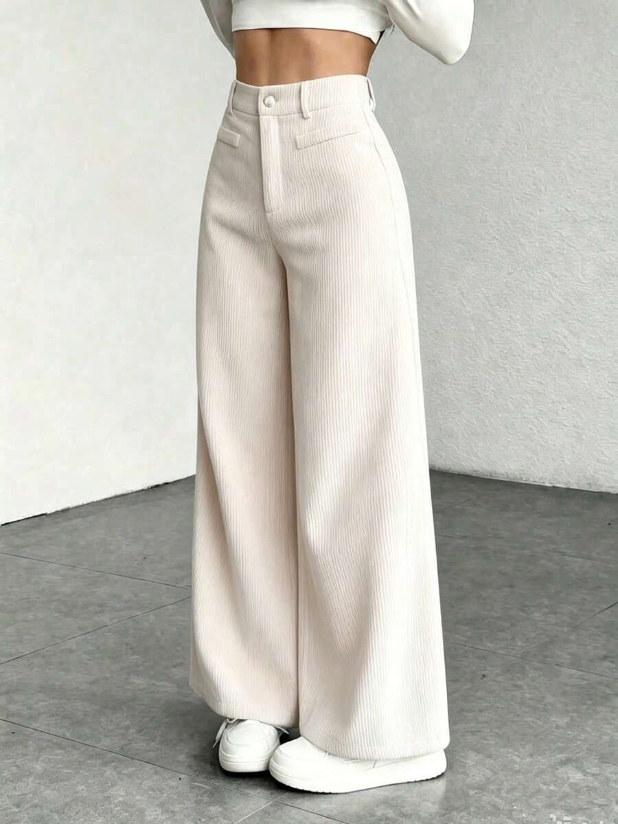 Miss | Broek Dames Hoge Taille Wijde Pijp - Corduroy
