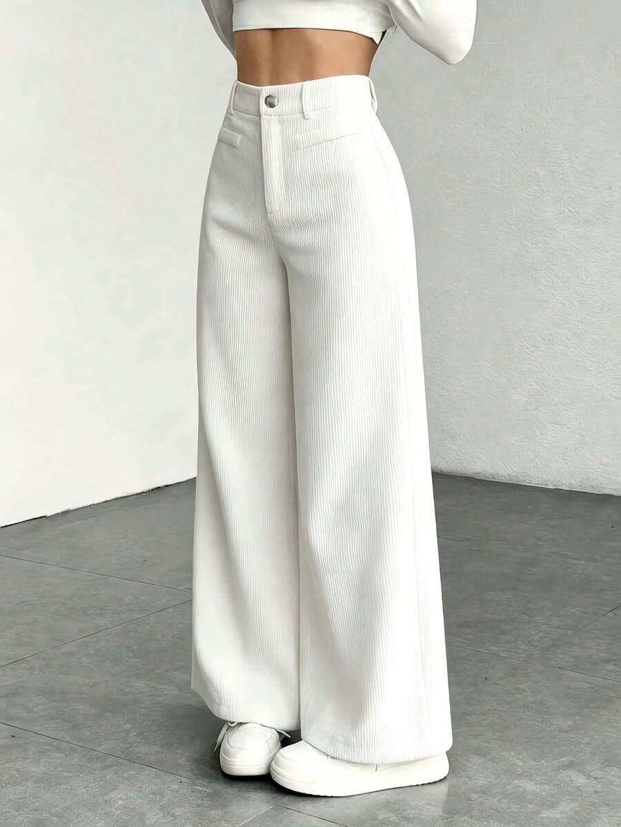 Miss | Broek Dames Hoge Taille Wijde Pijp - Corduroy