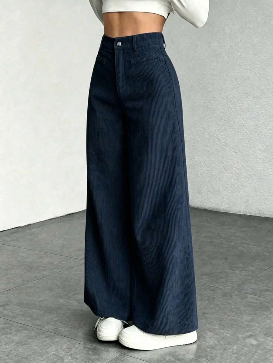Miss | Broek Dames Hoge Taille Wijde Pijp - Corduroy