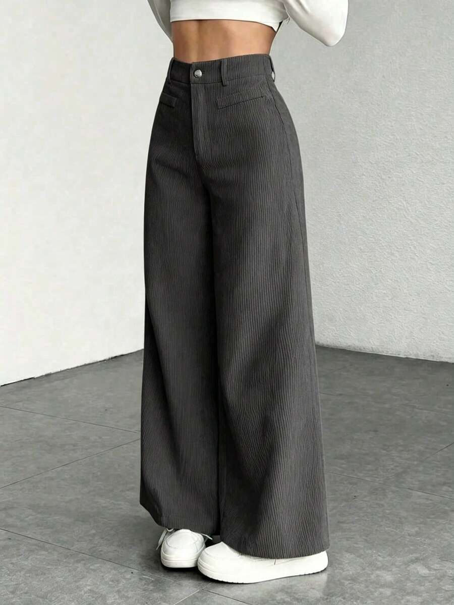 Miss | Broek Dames Hoge Taille Wijde Pijp - Corduroy
