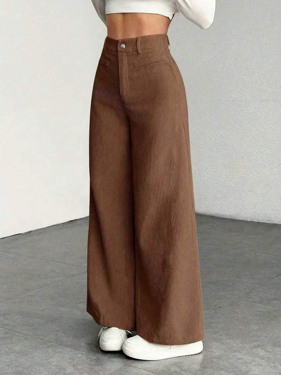 Miss | Broek Dames Hoge Taille Wijde Pijp - Corduroy