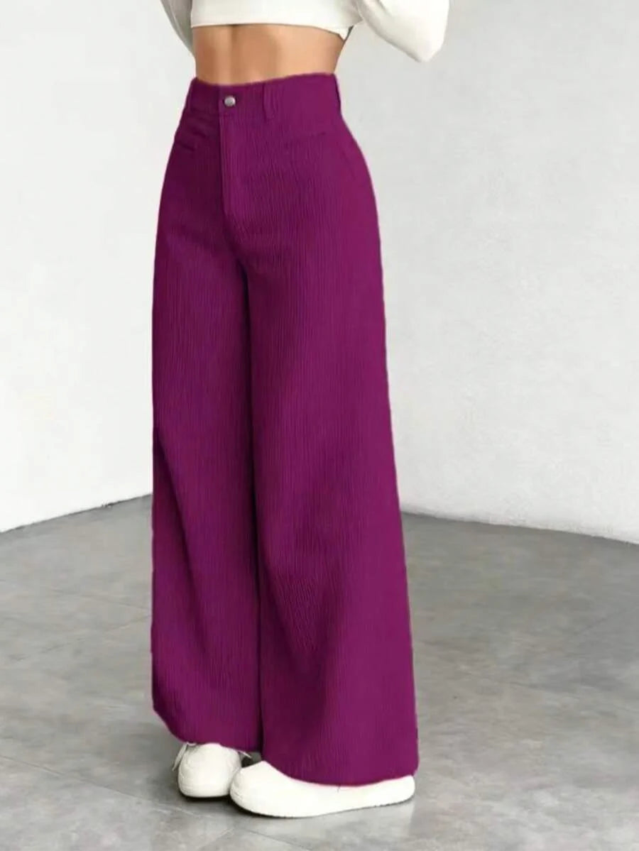 Miss | Broek Dames Hoge Taille Wijde Pijp - Corduroy