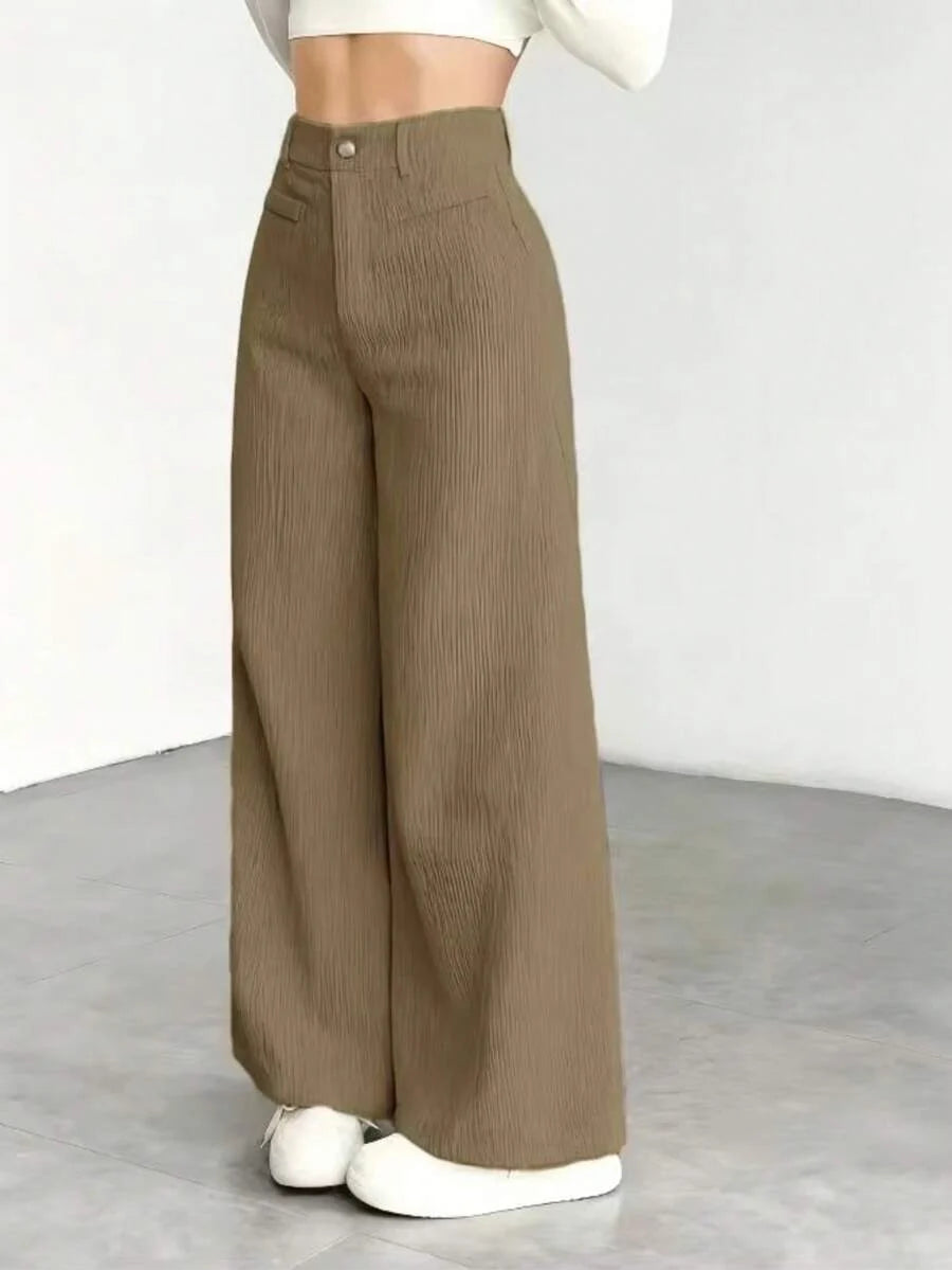 Miss | Broek Dames Hoge Taille Wijde Pijp - Corduroy