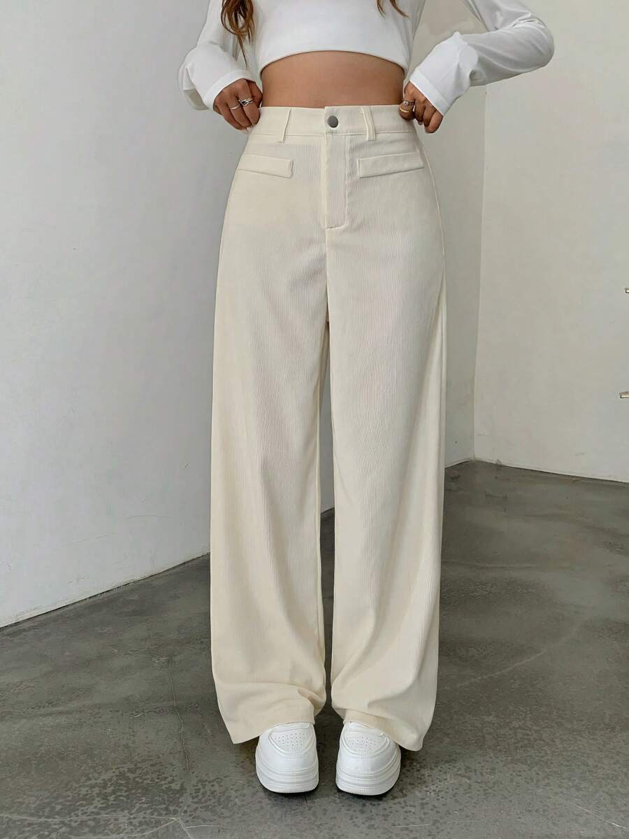 Miss | Broek Dames Hoge Taille Wijde Pijp - Corduroy