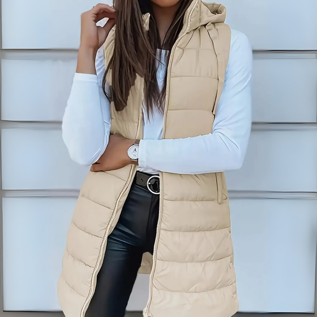 Miss | Bodywarmer Dames Gewatteerd Lang Capuchon Ritssluiting