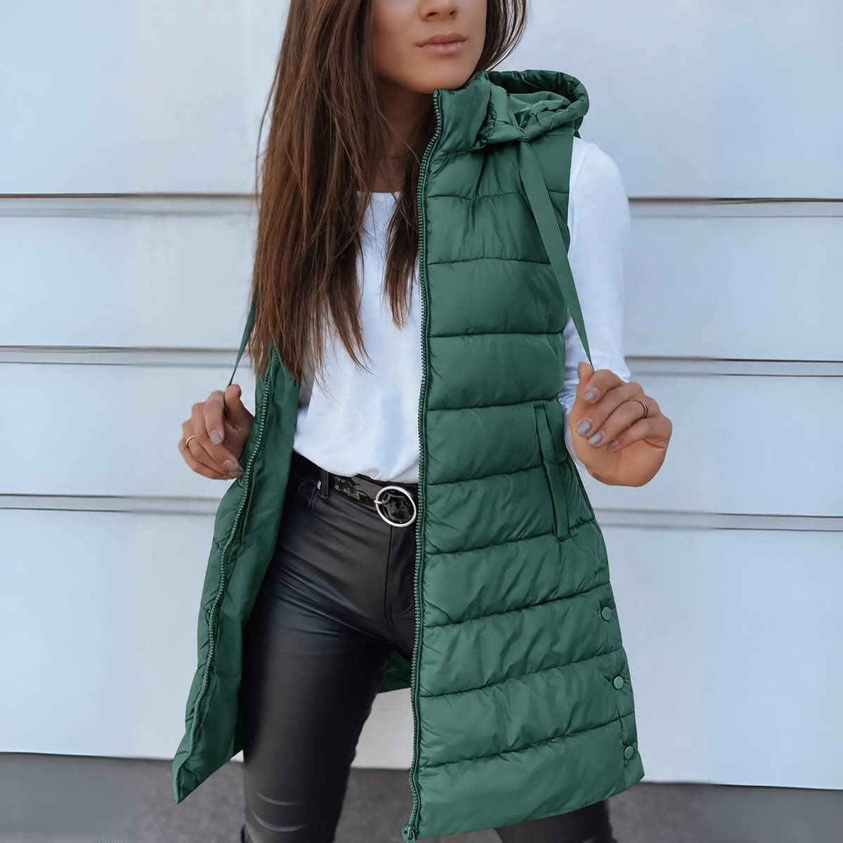 Miss | Bodywarmer Dames Gewatteerd Lang Capuchon Ritssluiting