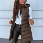 Miss | Bodywarmer Dames Gewatteerd Lang Capuchon Ritssluiting
