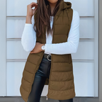 Miss | Bodywarmer Dames Gewatteerd Lang Capuchon Ritssluiting