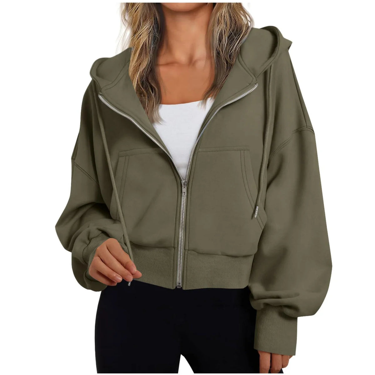Hoodie Dames Losvallend Rits Capuchon
