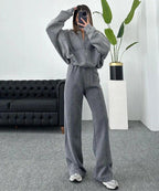 Tweedelige Set Dames Sweater en Broek Relaxed – Co-ord Set - Grijs