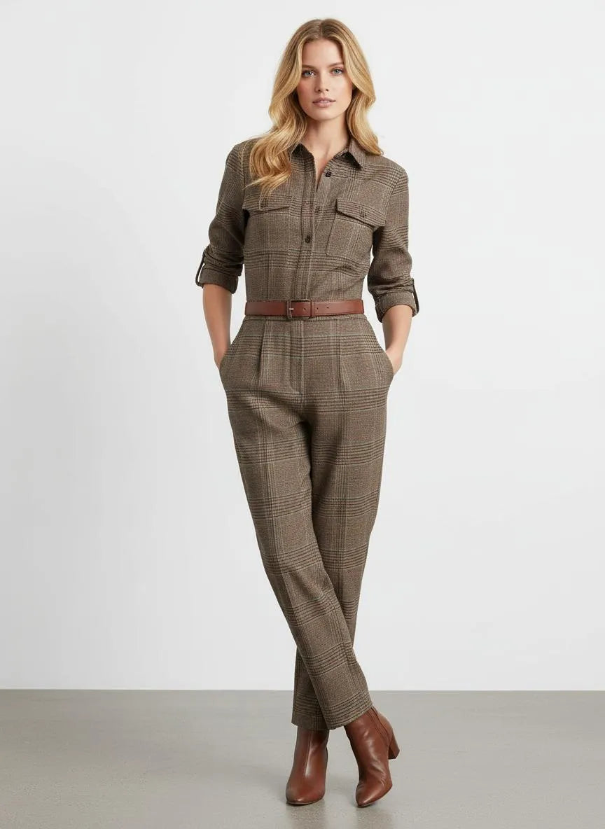 Jumpsuit Dames ruitpatroon - Miss Madera MIS-A68O3F