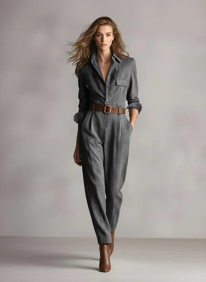 Jumpsuit Dames ruitpatroon - Miss Madera MIS-A68O3F