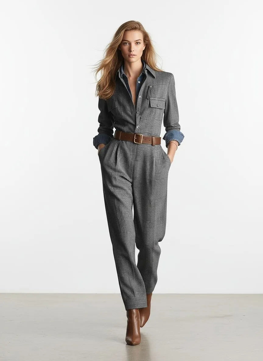 Jumpsuit Dames ruitpatroon - Miss Madera MIS-A68O3F