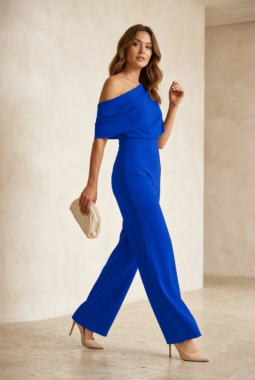 Jumpsuit asymmetrisch kobaltblauw - Miss Madera MIS-1A4CC3