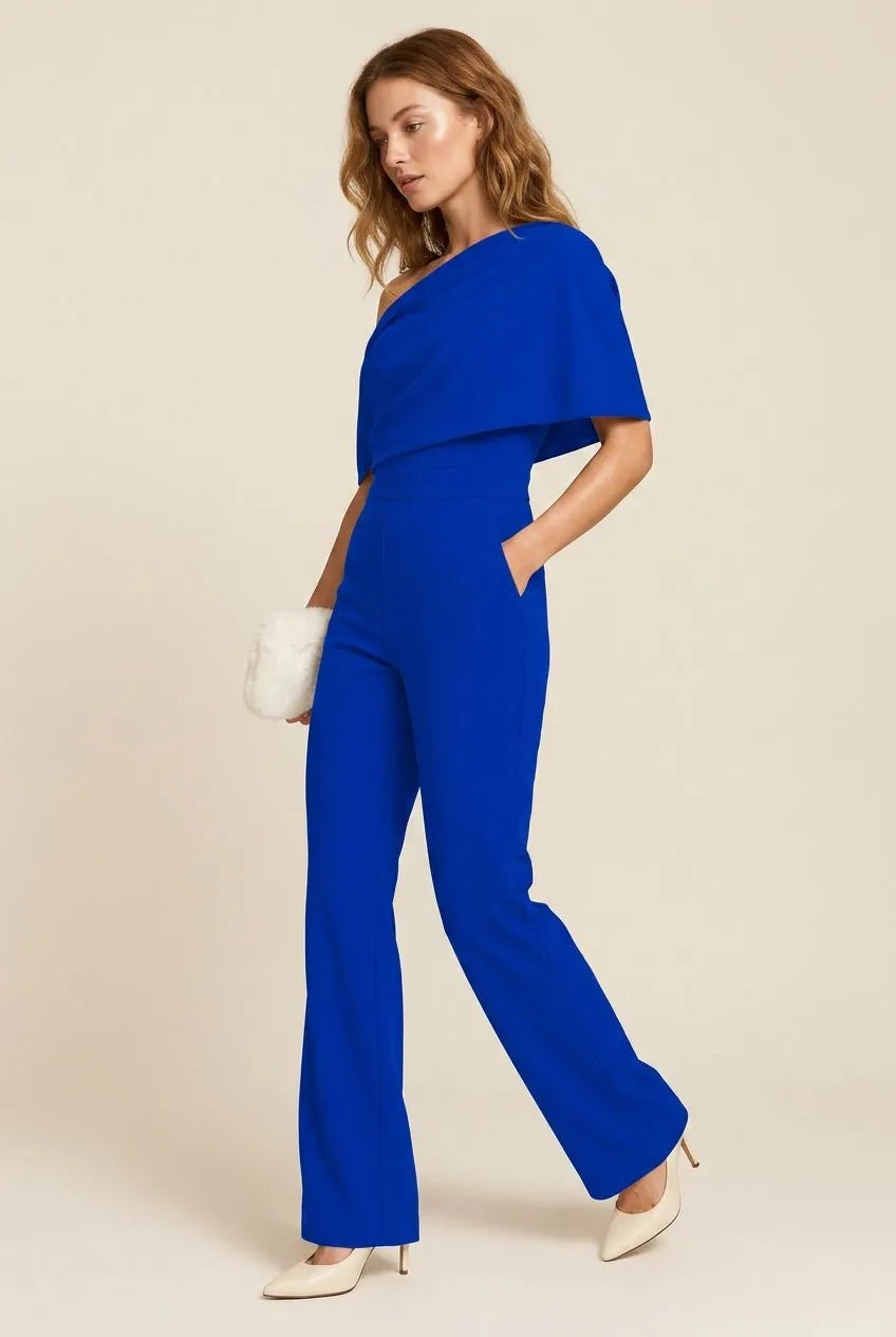 Jumpsuit asymmetrisch kobaltblauw - Miss Madera MIS-1A4CC3