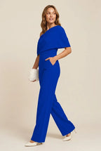 Jumpsuit asymmetrisch kobaltblauw - Miss Madera MIS-1A4CC3