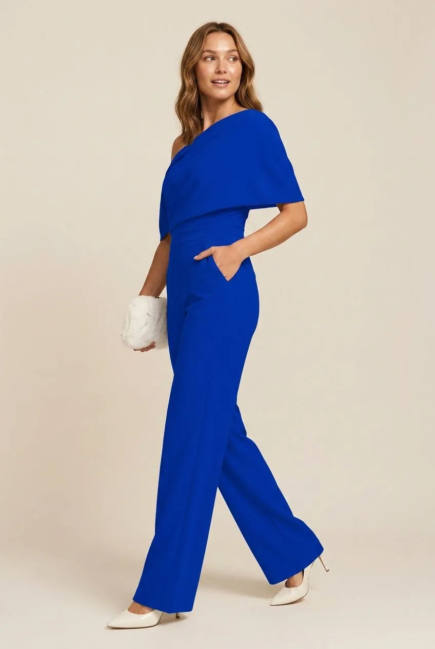 Jumpsuit asymmetrisch kobaltblauw - Miss Madera MIS-1A4CC3