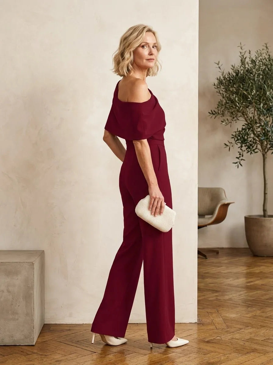 Jumpsuit met Eén Schouder Wijnrood - Miss Madera MIS-C9C9A4