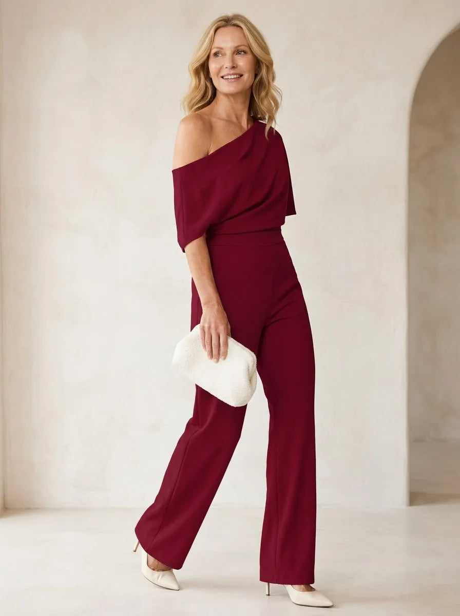 Jumpsuit met Eén Schouder Wijnrood - Miss Madera MIS-C9C9A4