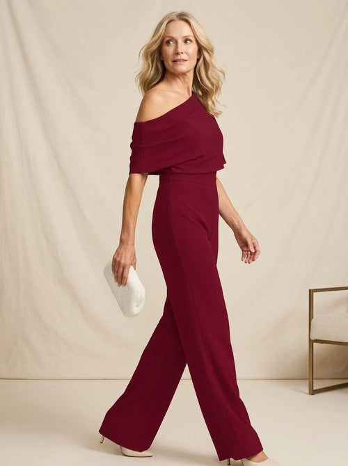 Jumpsuit met Eén Schouder Wijnrood - Miss Madera MIS-C9C9A4
