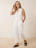 Jumpsuit met mandarijnkraag en knoopsluiting - Miss Madera MIS-20EF12