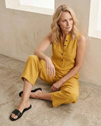 Jumpsuit mouwloos van linnen geel - Miss Madera MIS-7AC8E5