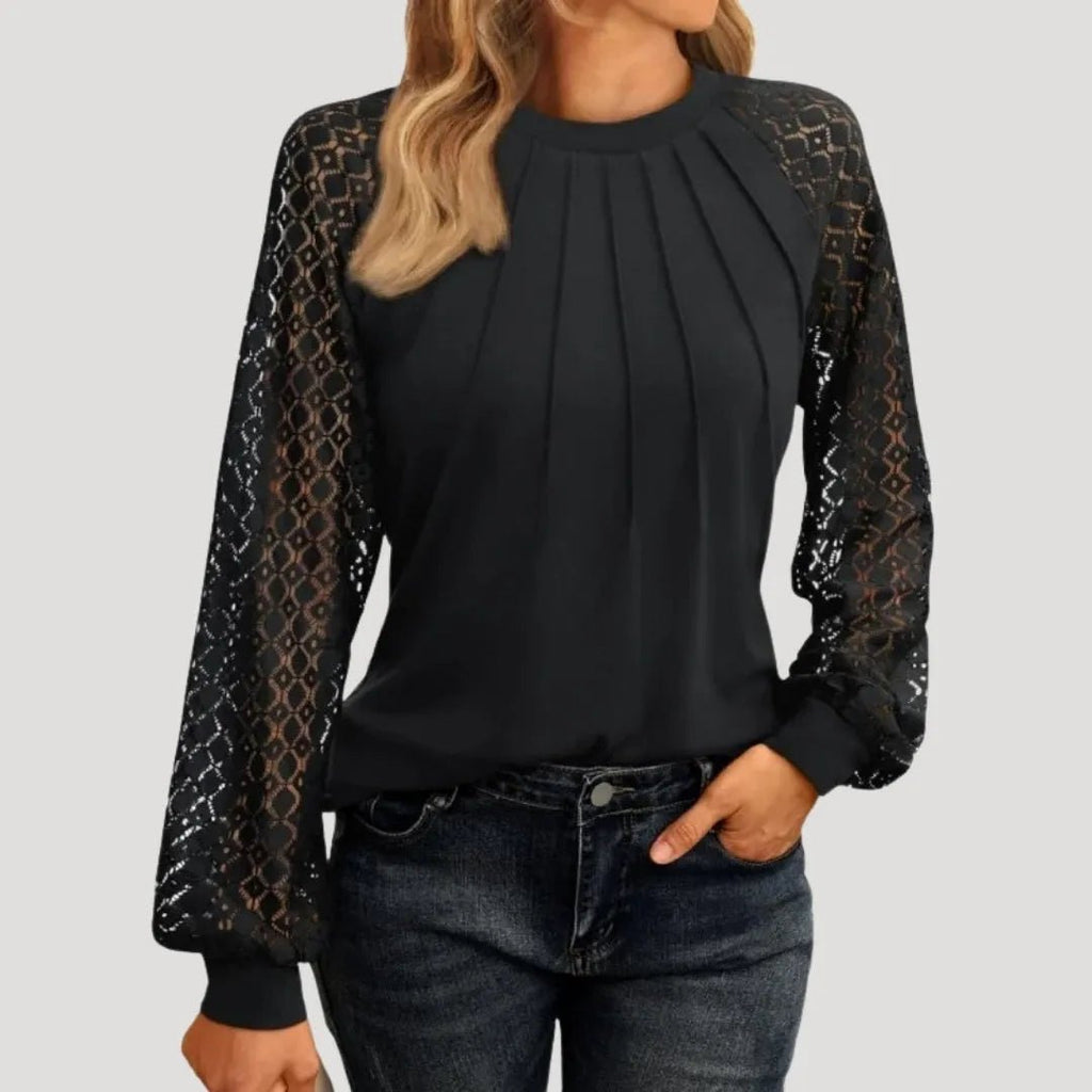 Kant Blouse Dames | Kanten Inzetstukken Regular Fit - Miss Madera MIS-XK5A4S