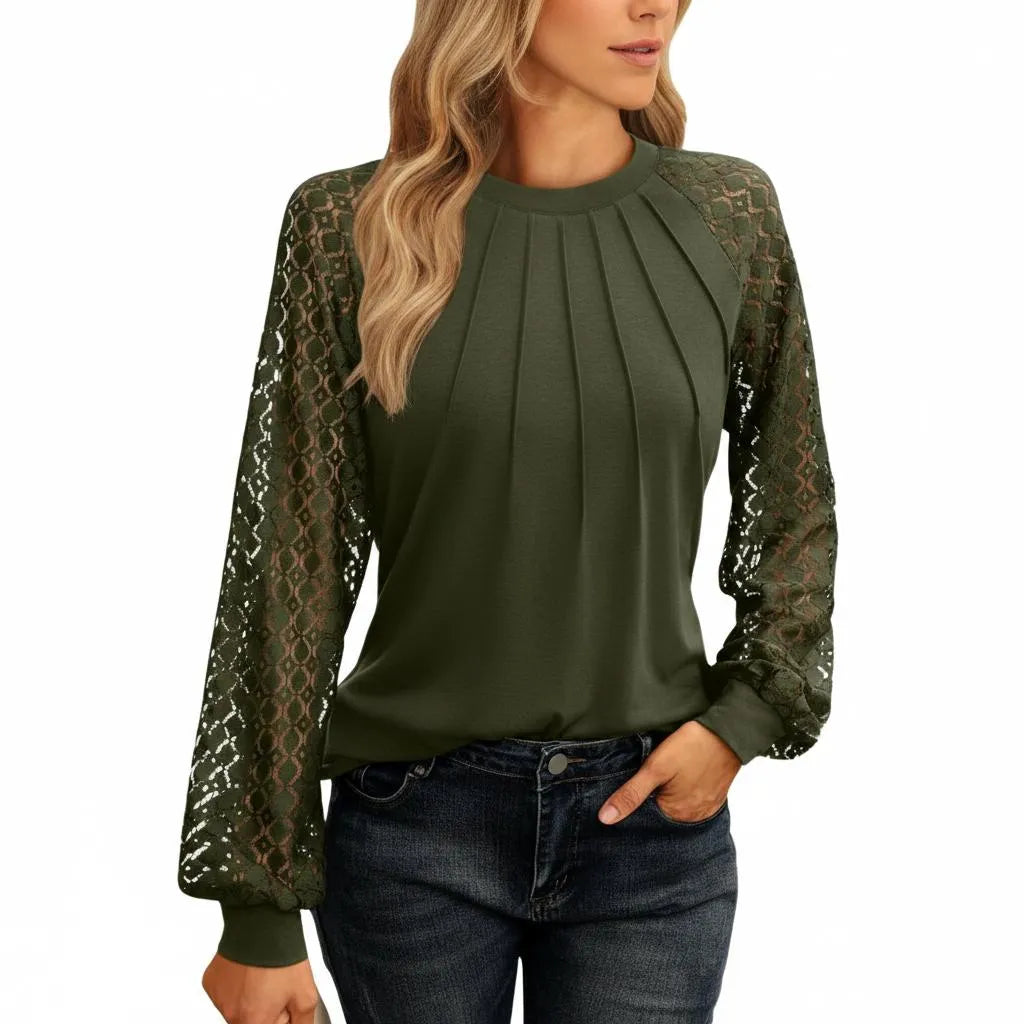 Kant Blouse Dames | Kanten Inzetstukken Regular Fit - Miss Madera MIS-PYLRFG