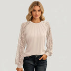Kant Blouse Dames | Kanten Inzetstukken Regular Fit - Miss Madera MIS-96A5IN