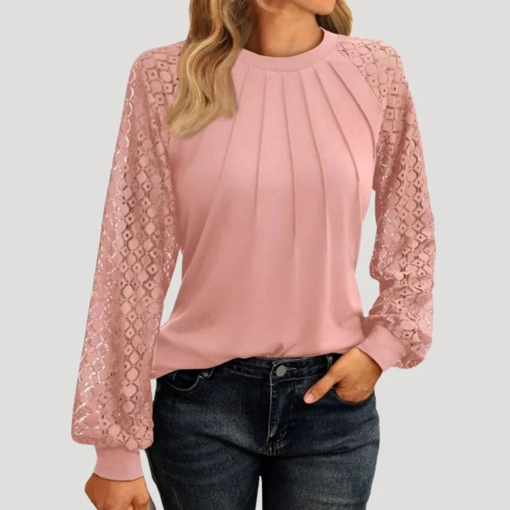 Kant Blouse Dames | Kanten Inzetstukken Regular Fit - Miss Madera MIS-96A5IN