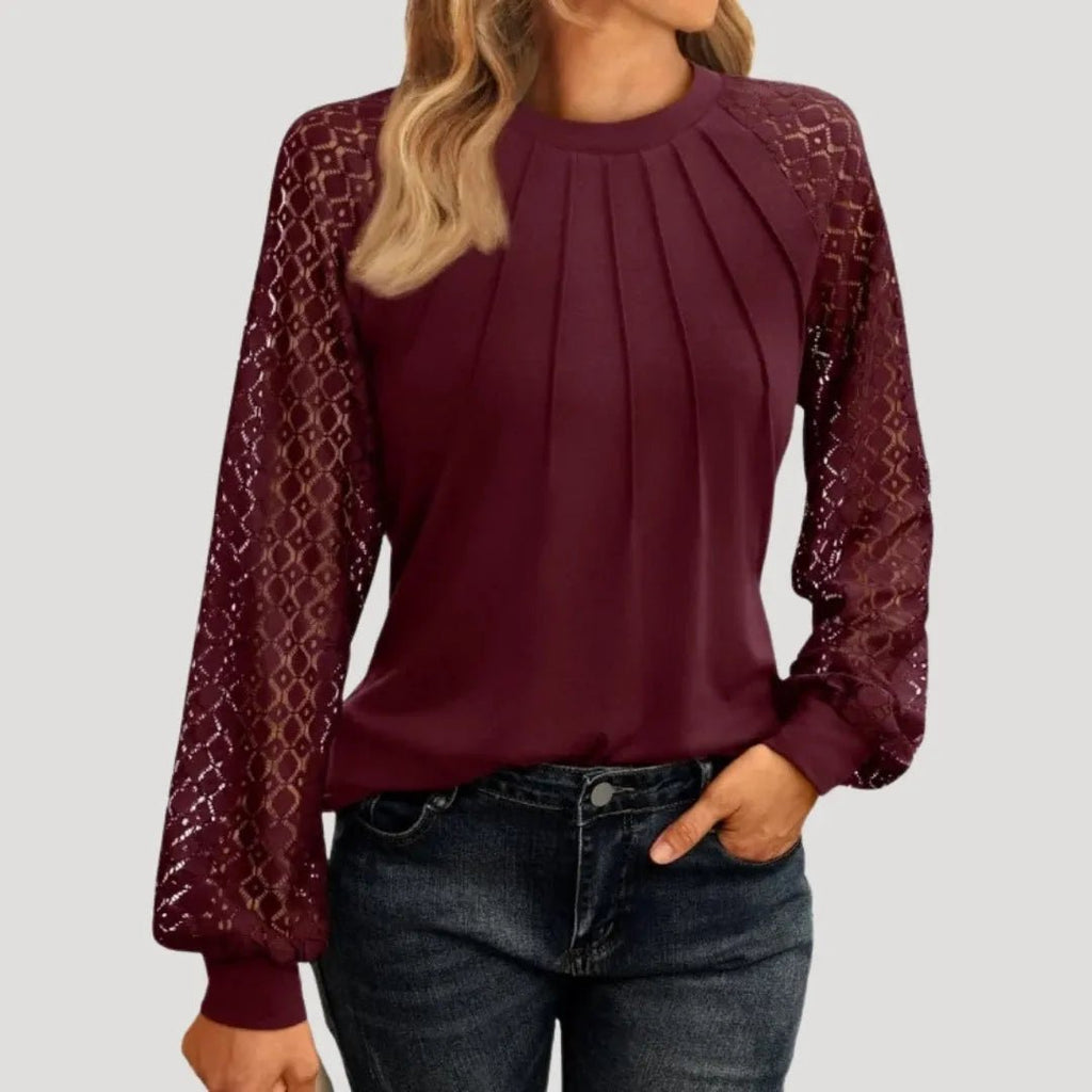 Kant Blouse Dames | Kanten Inzetstukken Regular Fit - Miss Madera MIS-WJAR2E